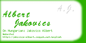 albert jakovics business card
